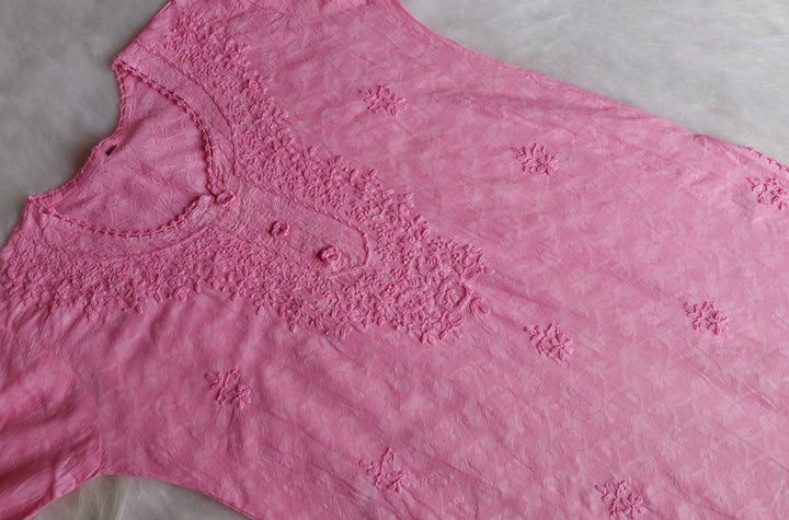 Aaliyah Pink Long Cotton Jacquard kurta
