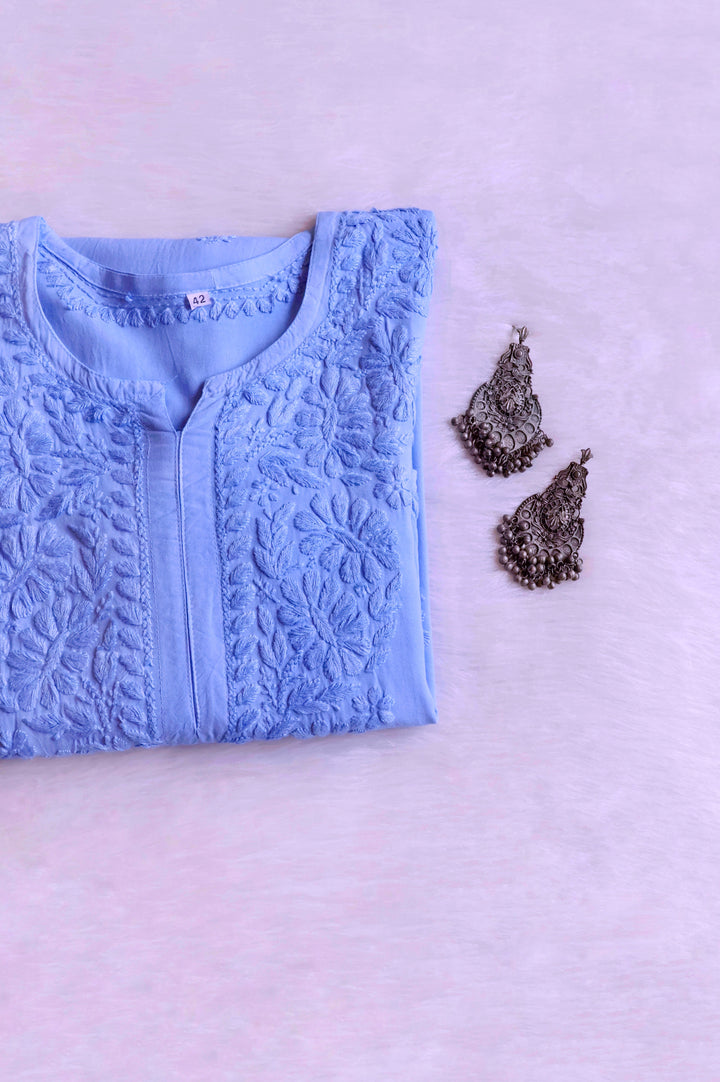 Amirah Ice Blue Ombre Long Rayon Kurta