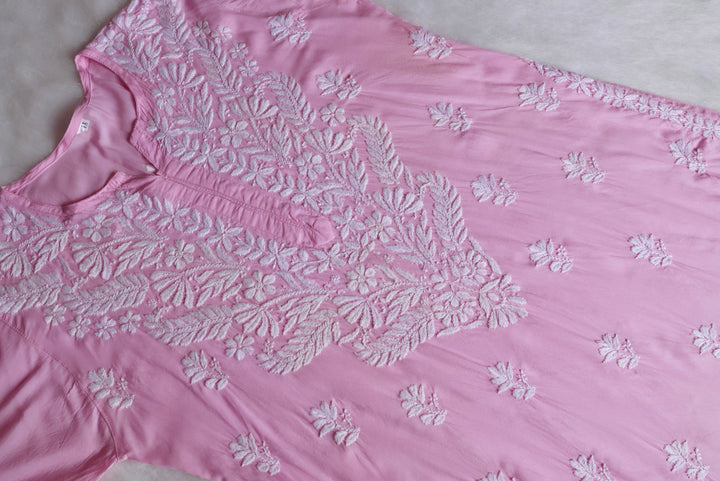 Mahnoor Baby Pink Long Modal Kurta