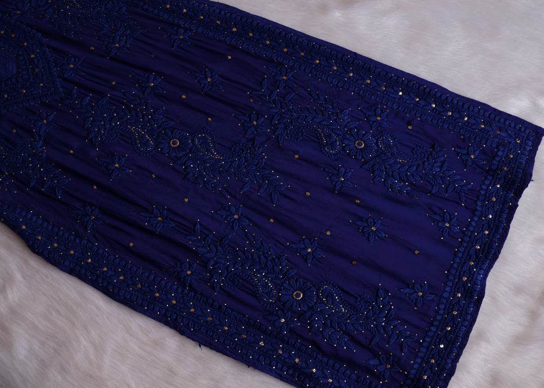Iqra Royal Blue Pure Muslin Kurta