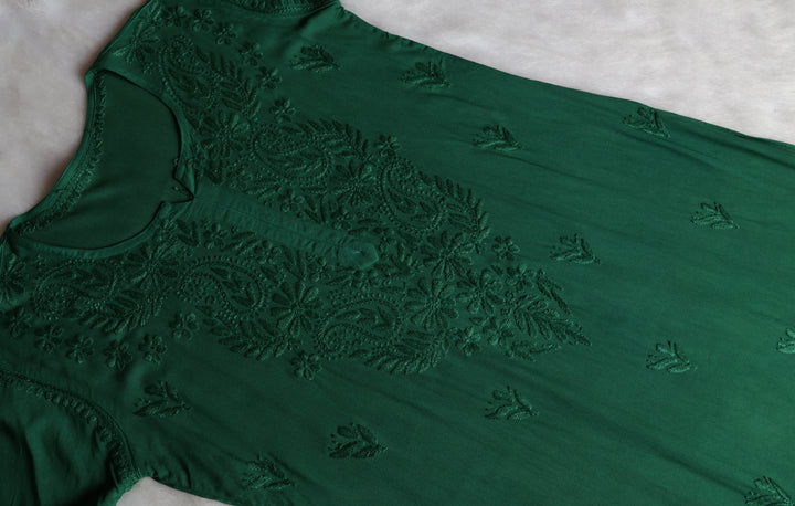 Zahrah Deep Green Ombre Long Rayon Kurta