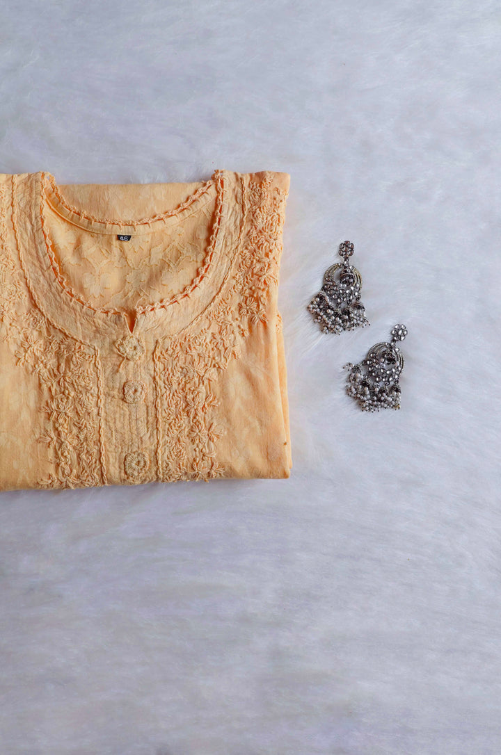 Aaliyah Yellow Long Jacquard Cotton kurta
