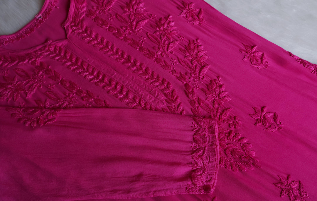 Alfiya Deep Pink Long Ombre Rayon Kurta
