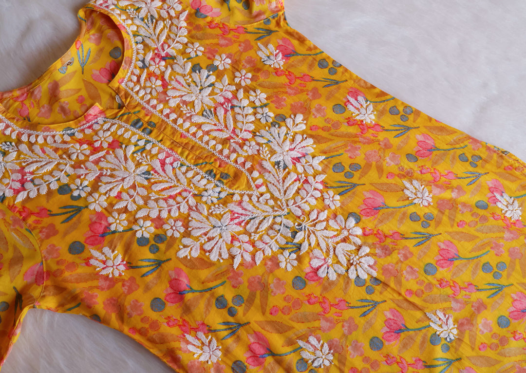 Sajal Yellow Pure Mulmul set
