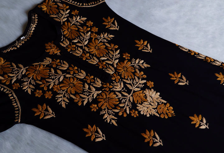 Gulaab Black, Caramel & Beige Rayon Kurta Set