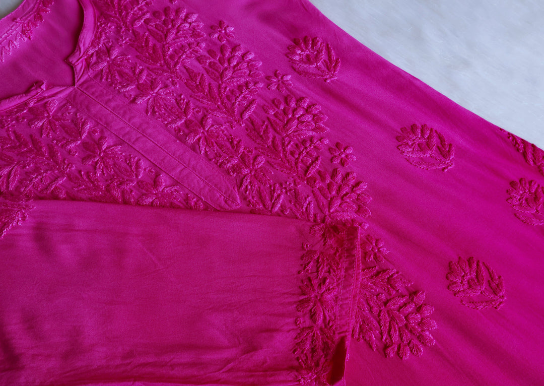 Nagma Deep Pink Long Ombre Rayon Kurta