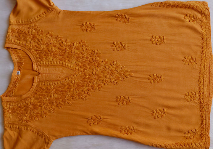 Aliyah Mustard Short Rayon Kurta