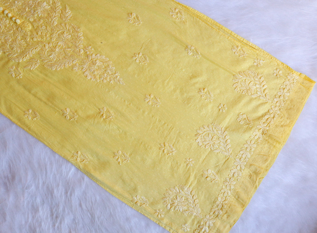 Nazakat Lemon Yellow Cotton Kurta