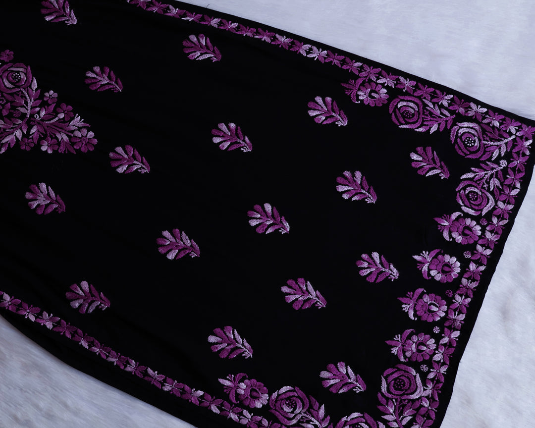 Gulaab Black & Deep Purple Ombre Long Rayon Kurta