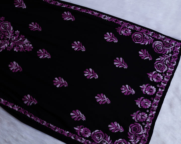 Gulaab Black & Deep Purple Ombre Long Rayon Kurta