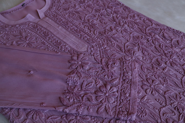 Alayna Dusty Purple Jaal Viscose Georgette Kurta