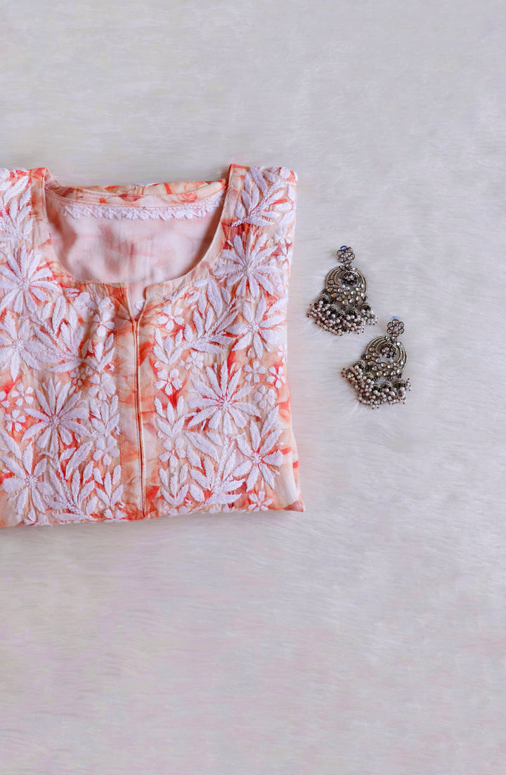 Sarah Peach Long Rayon kurta