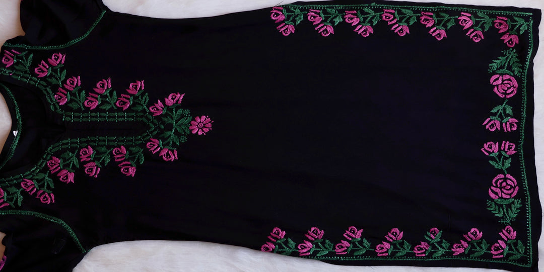 Gul-E-Jahaan Black & Purple Rayon Kurta Set