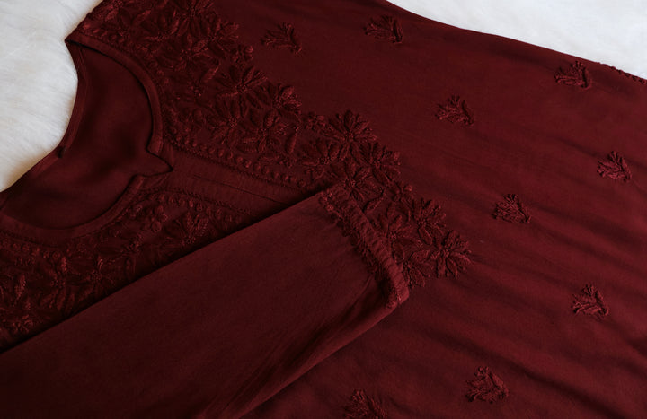 Nora Chocolate Brown Short Rayon Kurta