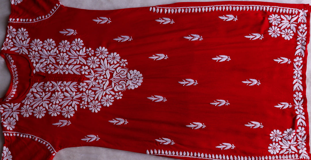 Mariyam Red Long Rayon kurta