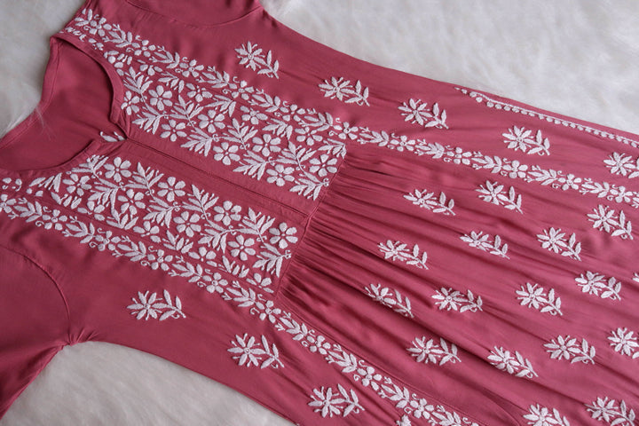 Ayesha Mauve Pink Nyra Cut Rayon Kurta