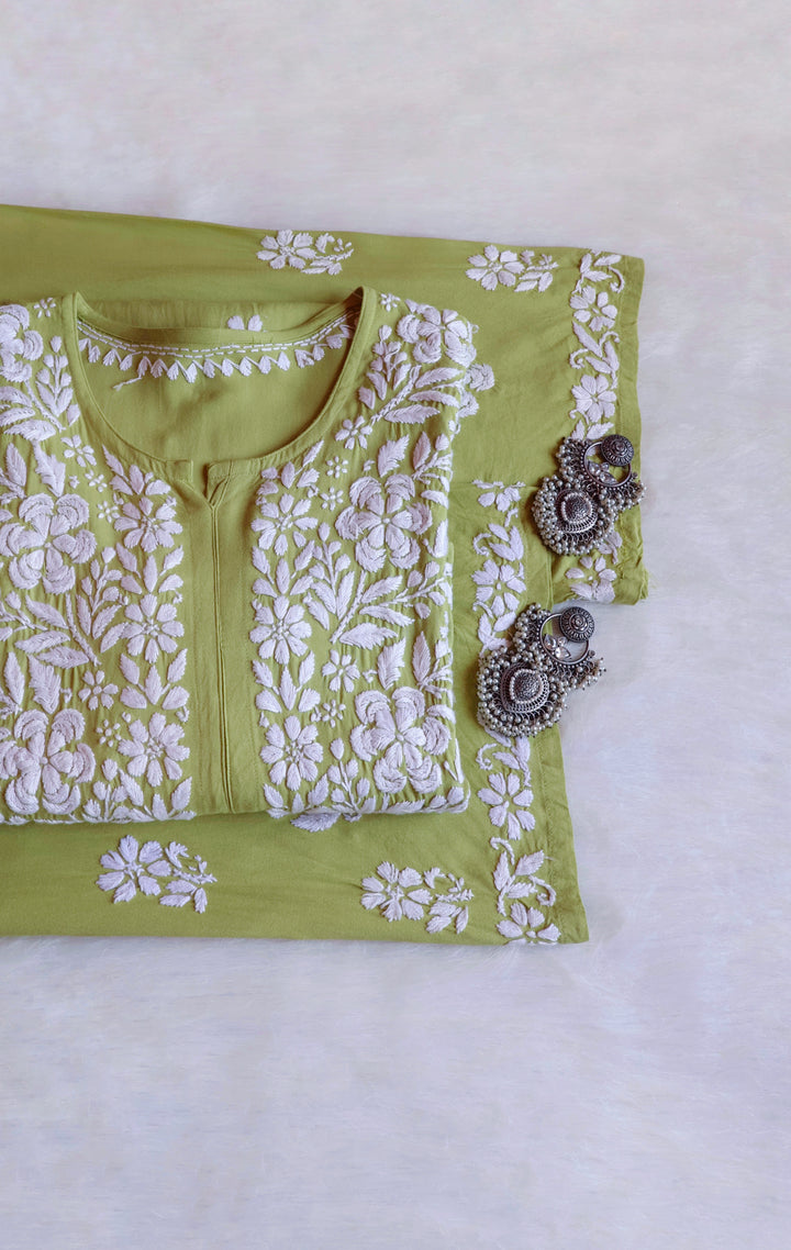 Benafsha Lime Green Rayon Kurta Pant set