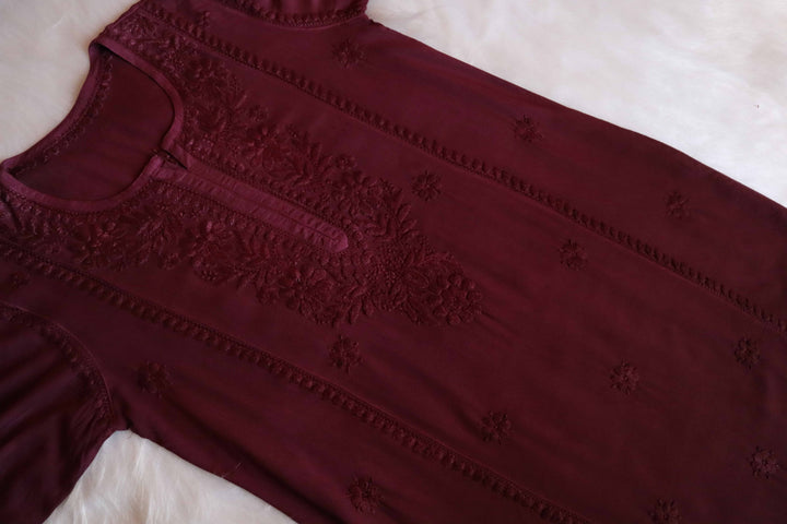 Zainab Chocolate Brown Ombre Long Rayon Kurta