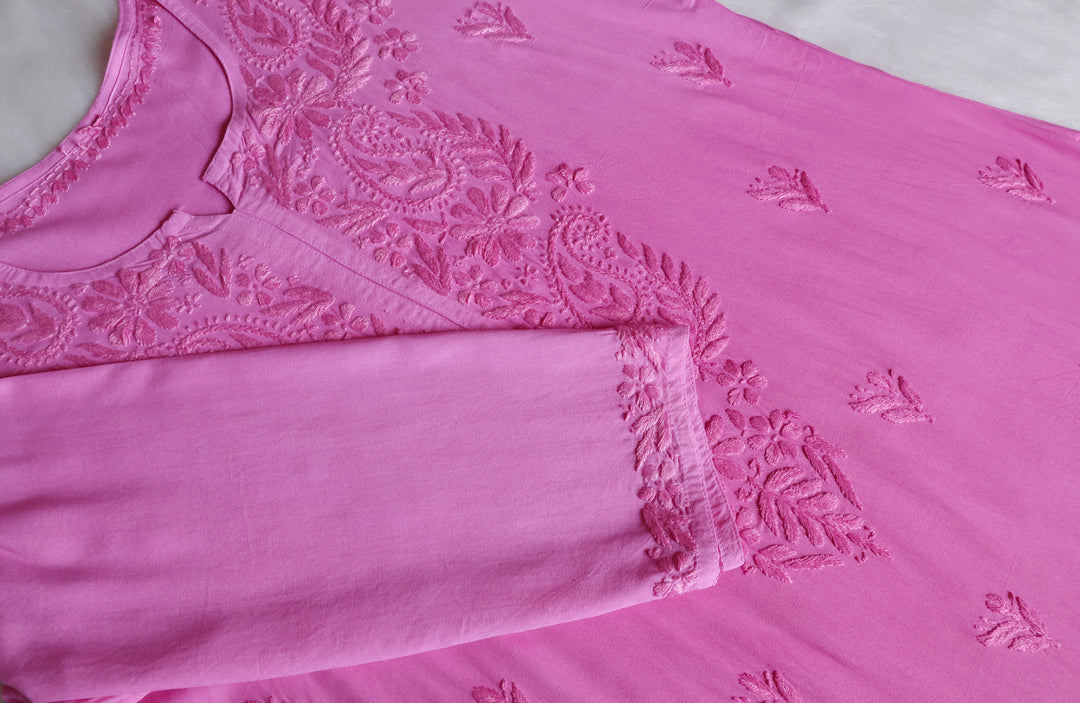 Zahrah Pink Ombre Long Rayon Kurta