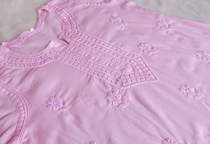 Saleha Baby Pink Cotton Kurta