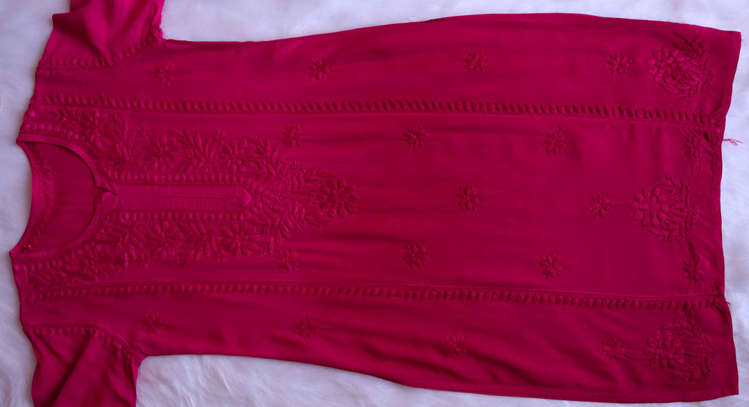 Zainab Deep Pink Ombre Long Rayon Kurta