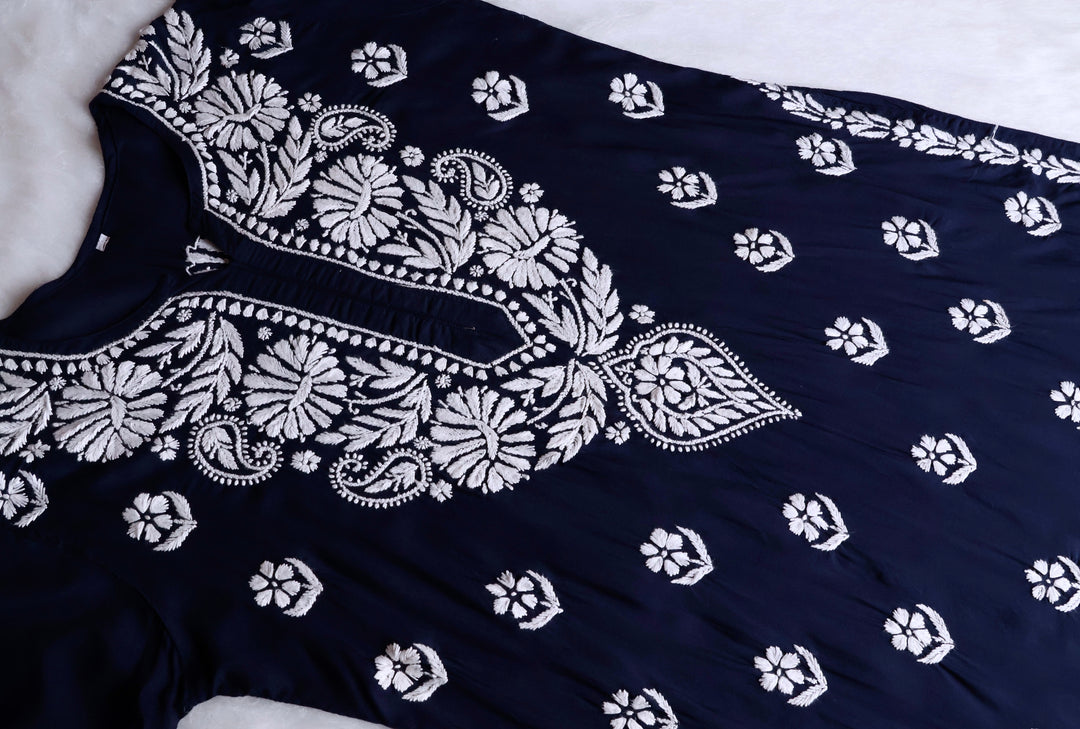 Mahnoor Navy Blue Long Modal Kurta