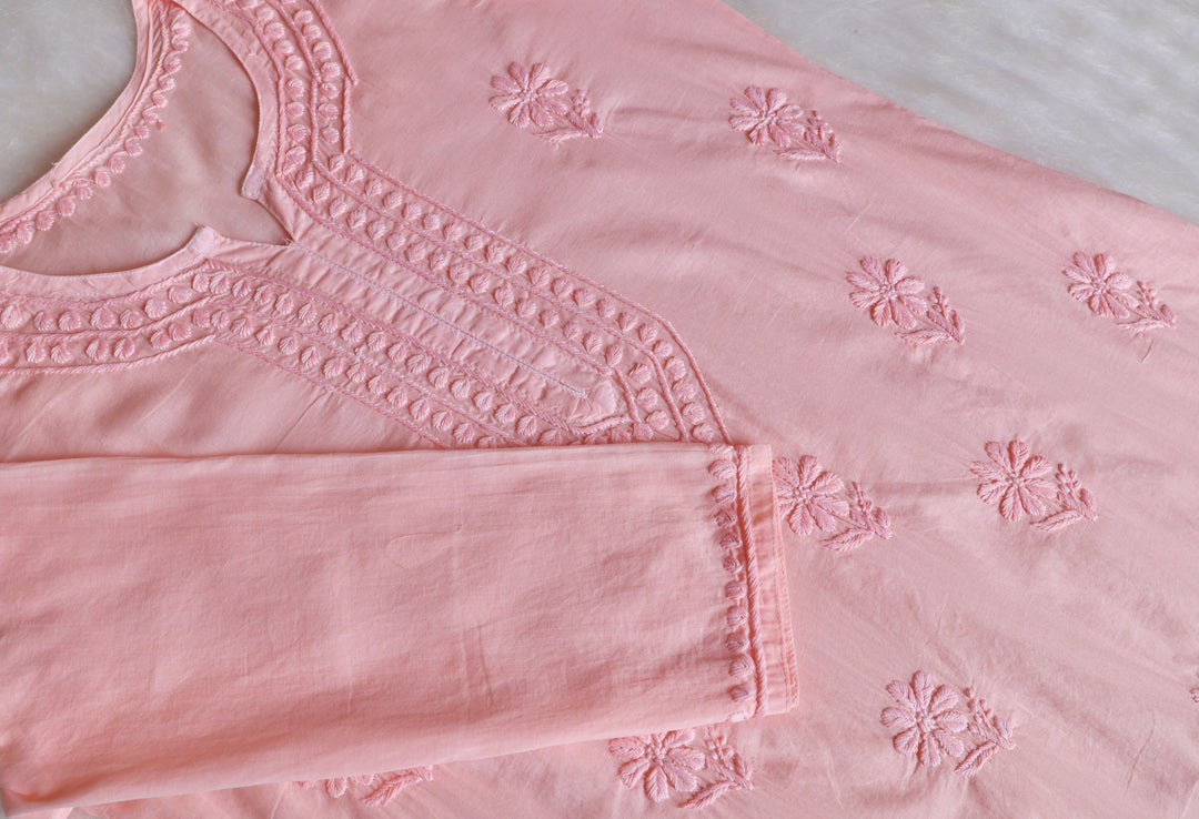Saleha Pastel Peach Cotton Kurta