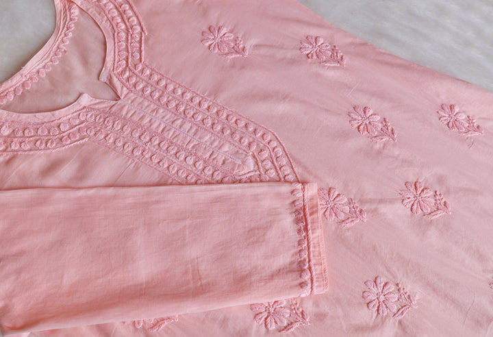 Saleha Pastel Peach Cotton Kurta