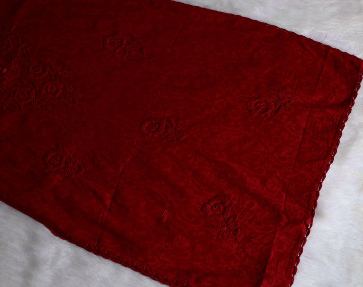 Maroon Long Jacquard Cotton kurta