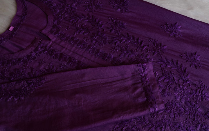 Zunaira Purple Chanderi Kurta