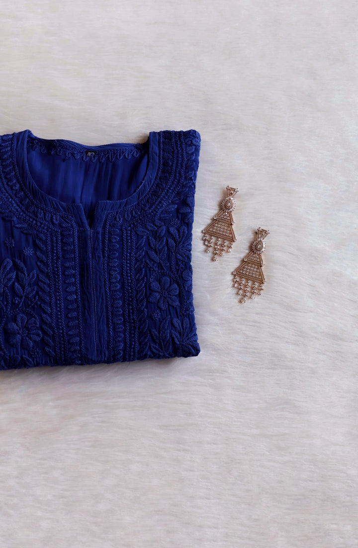 Haya Royal Blue Pure Crepe Kurta