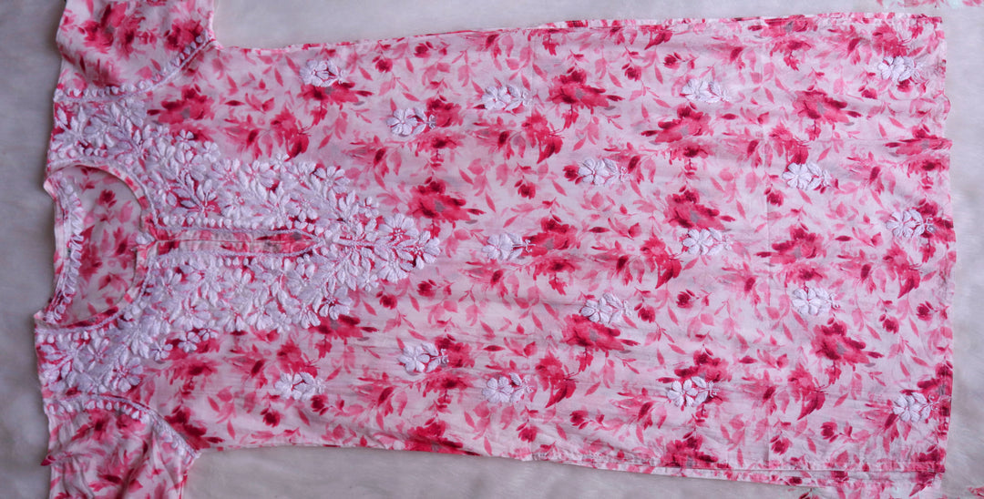Abhira Pink Mulmul Long Kurta
