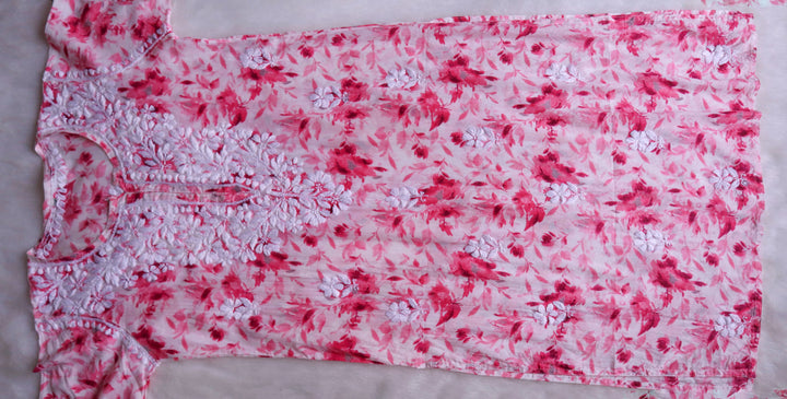 Abhira Pink Mulmul Long Kurta