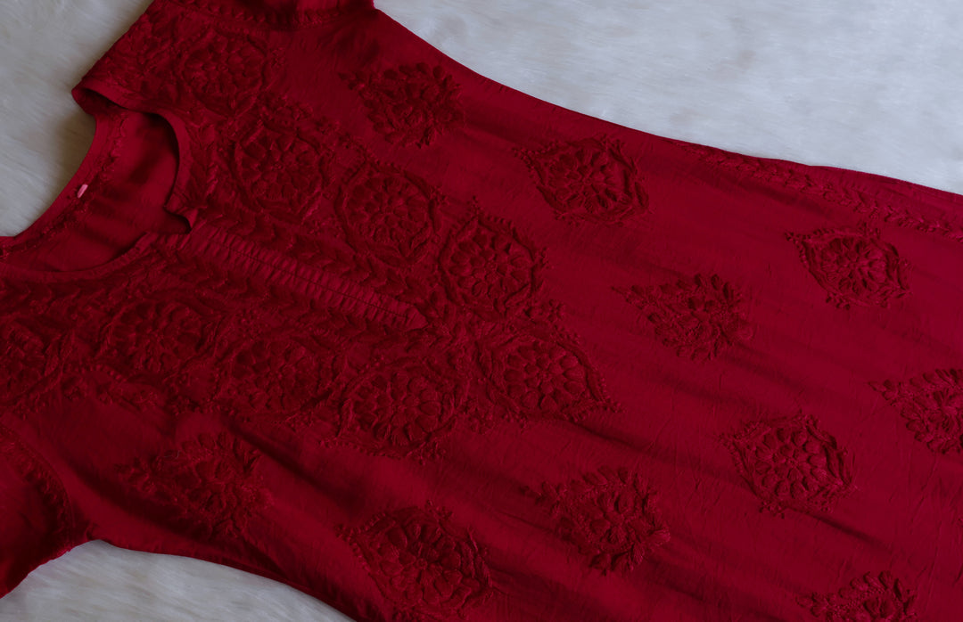 Alfiya Maroon Pure Chanderi set