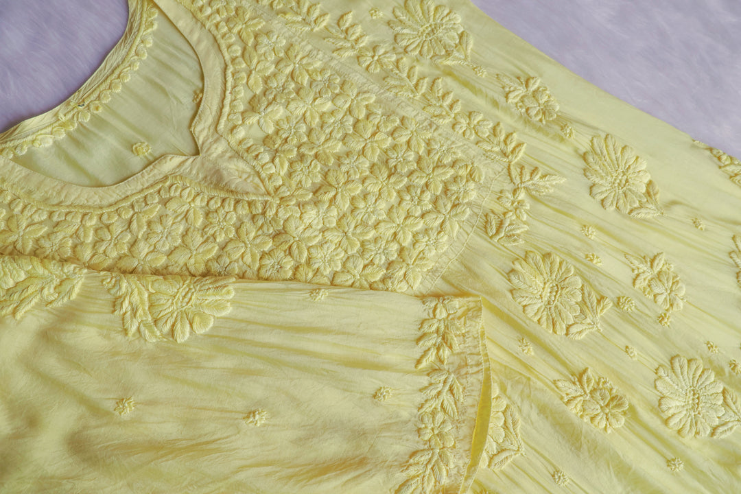 Hoor Pastel Yellow 10D Pure Muslin Kurta Set