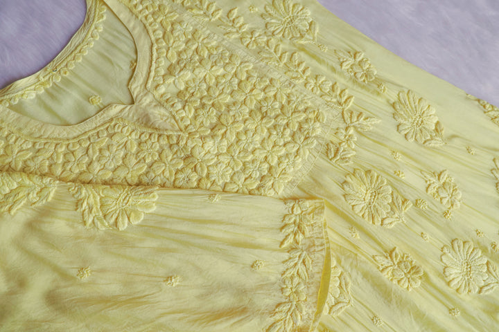 Hoor Pastel Yellow 10D Pure Muslin Kurta Set