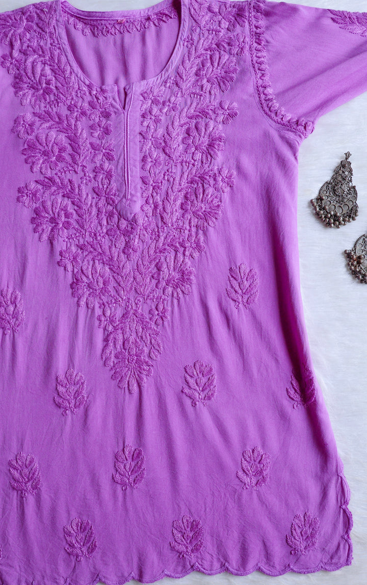 Gul Lavender Scalloped Short Kurta