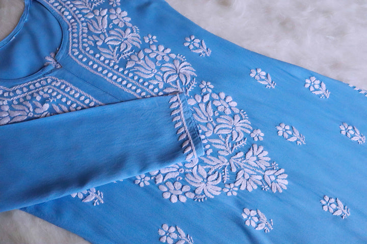 Zainab Ice Blue Rayon Kurta Pant set