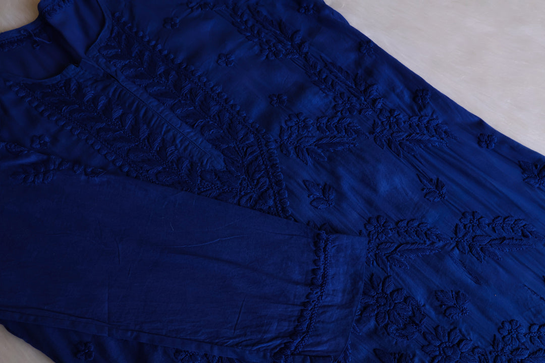 Saba Royal Blue 3D Pure Cotton Kurta