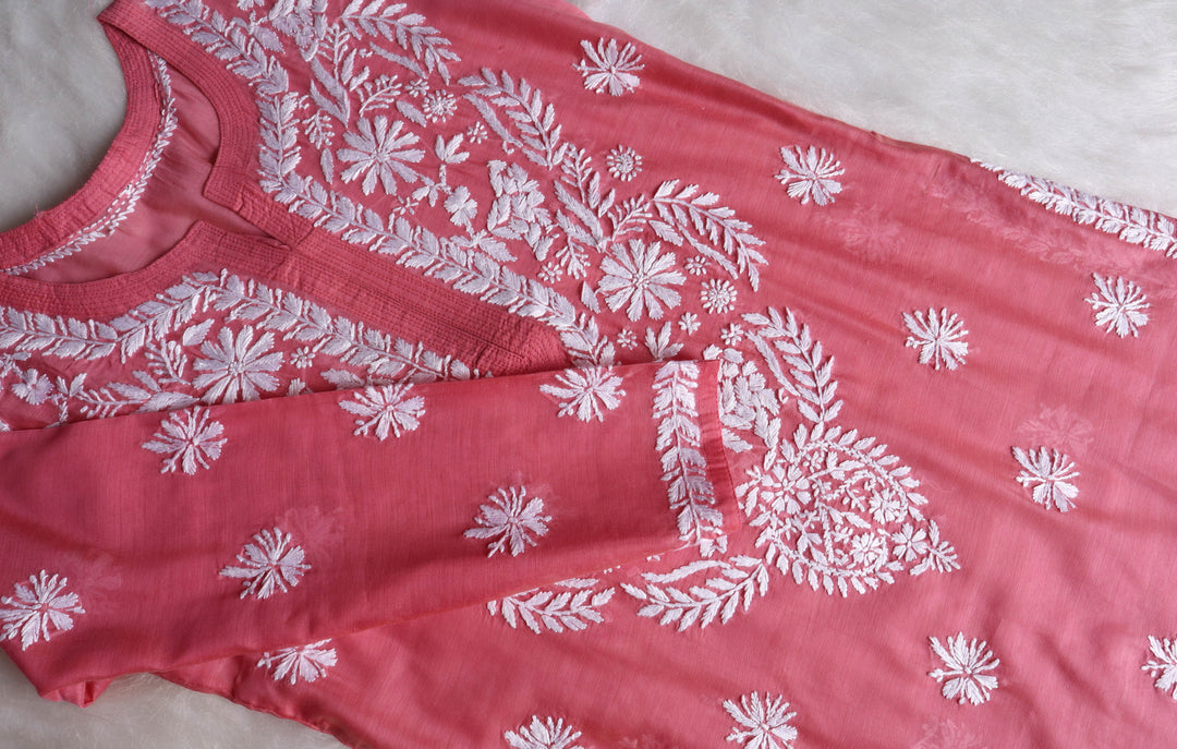 Elaya Mauve Pink & White Chanderi Kurta