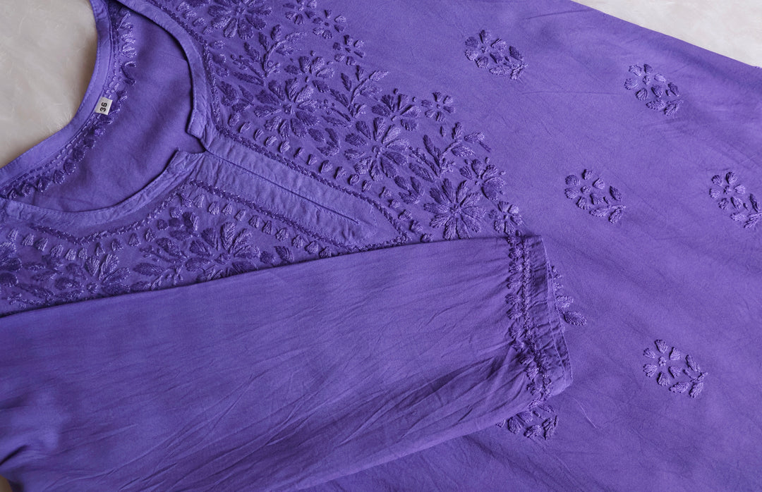Farhaa Lavender Short Rayon Kurta