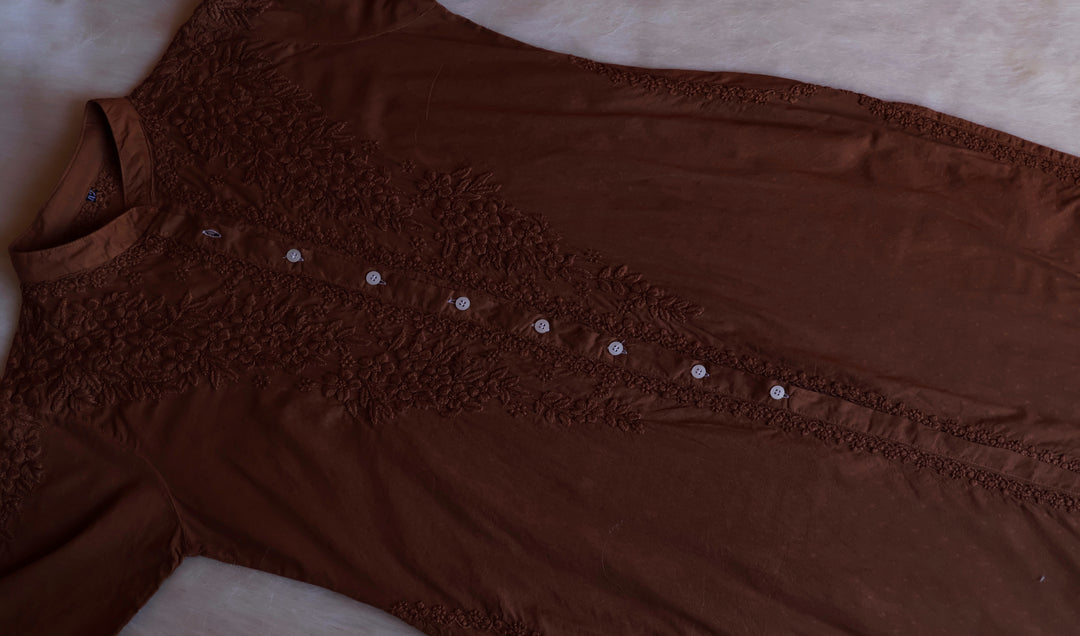 Nazakat Chocolate Brown Pure Cotton Kurta Set