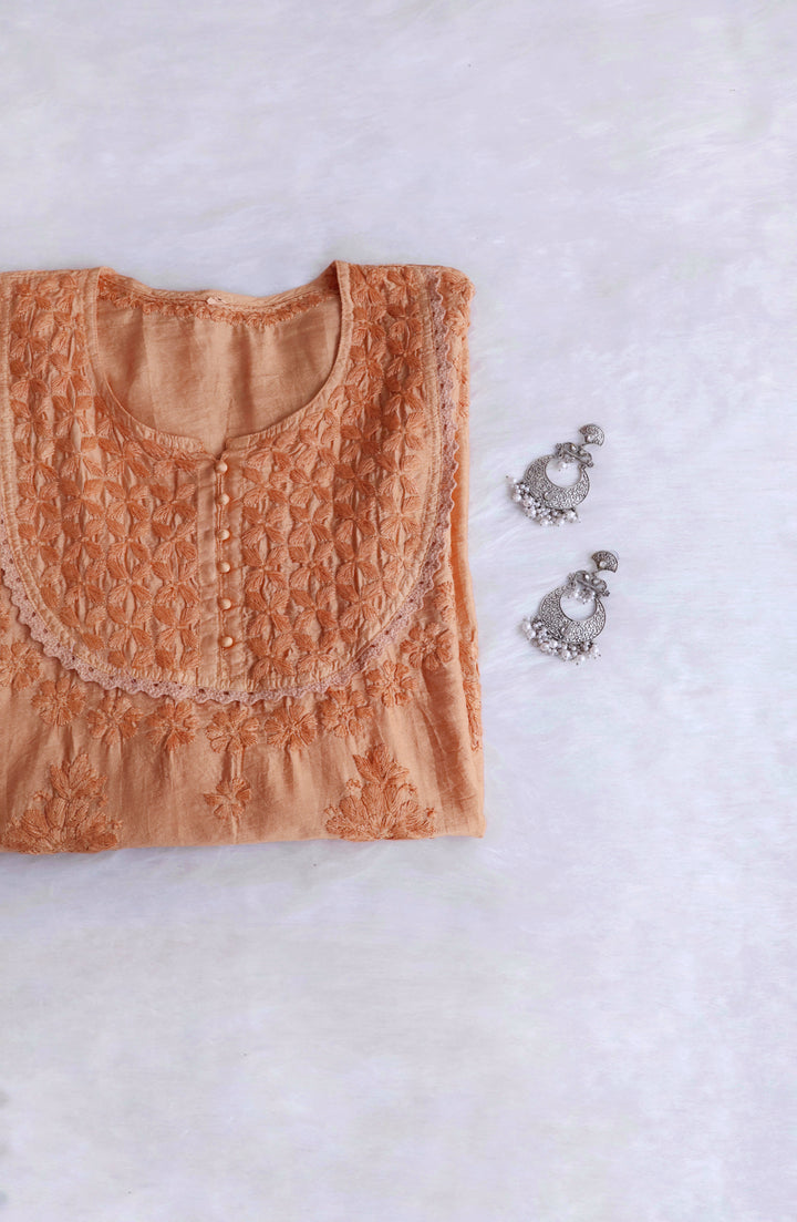 Jannat Beige Short Chanderi Kurta