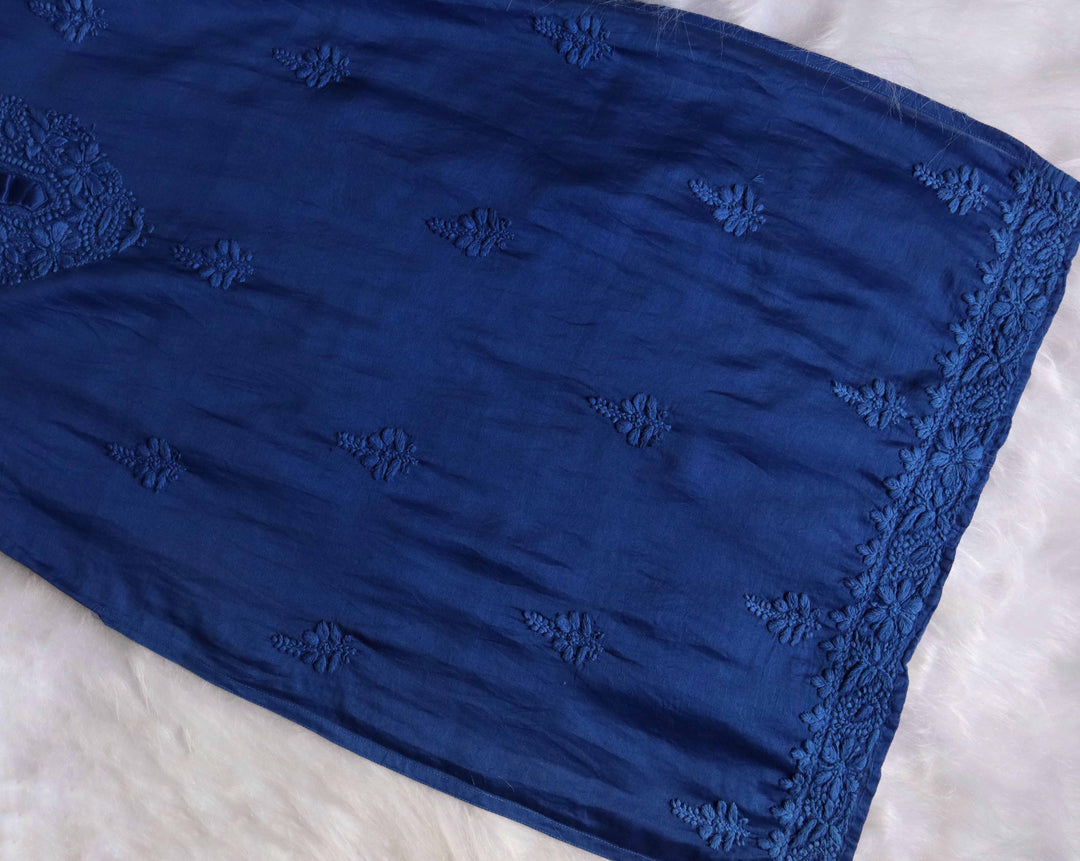 Zimra Premium Royal Blue Pure Chanderi set