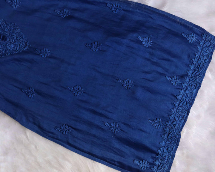Zimra Premium Royal Blue Pure Chanderi set
