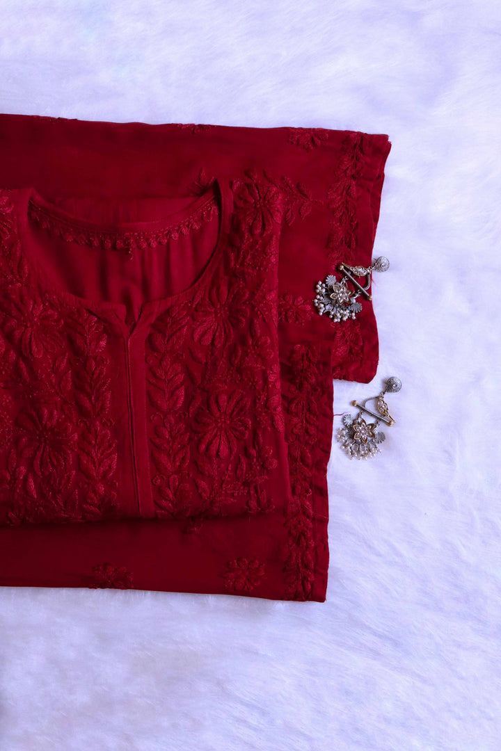 Farhaa Maroon 2 piece Rayon set