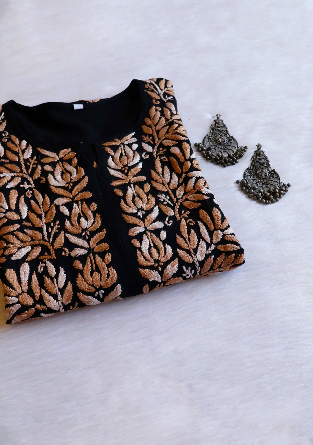 Sanam Black & Beige Ombre Long Rayon Kurta