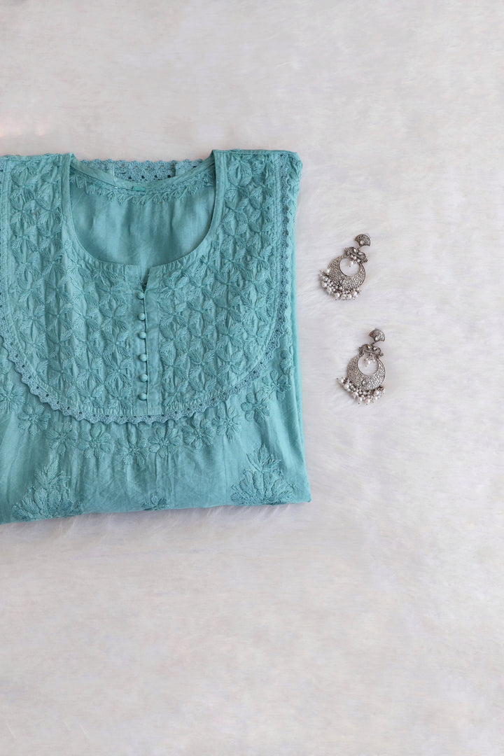 Jannat Sage Green Short Chanderi Kurta