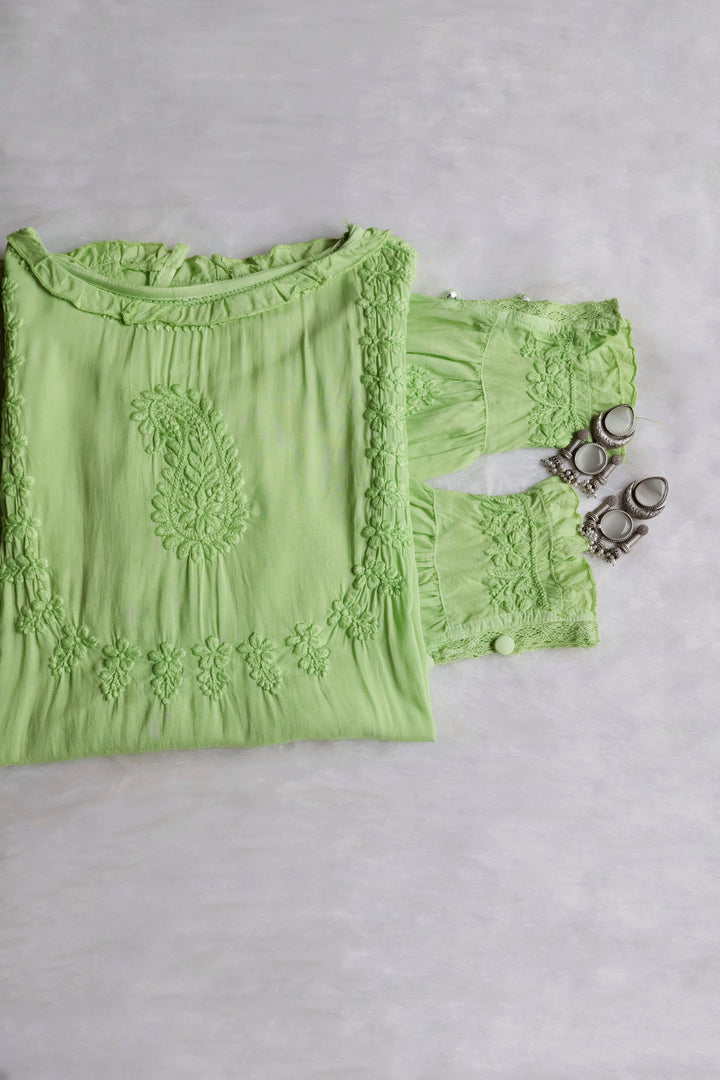 Zamda Afghani Lime Green Pure Modal Set