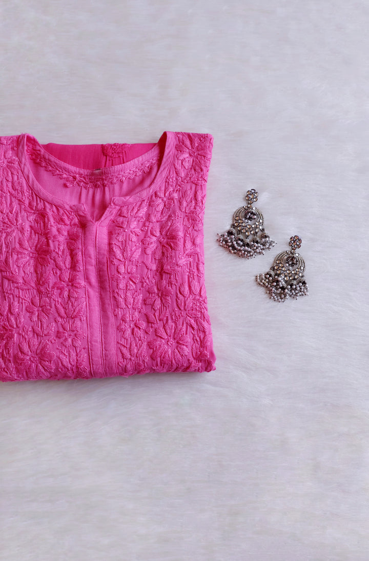 Sanam Pink Ombre Long Rayon Kurta